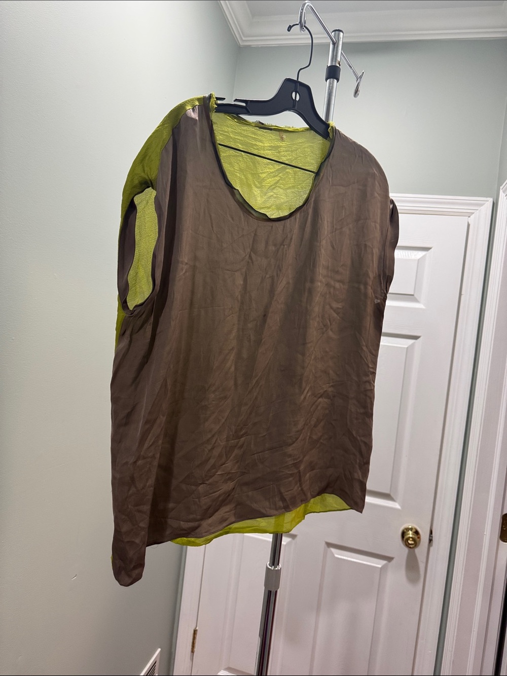 Elie Tahari Olive Green and Brown Reversible Women's Blouse